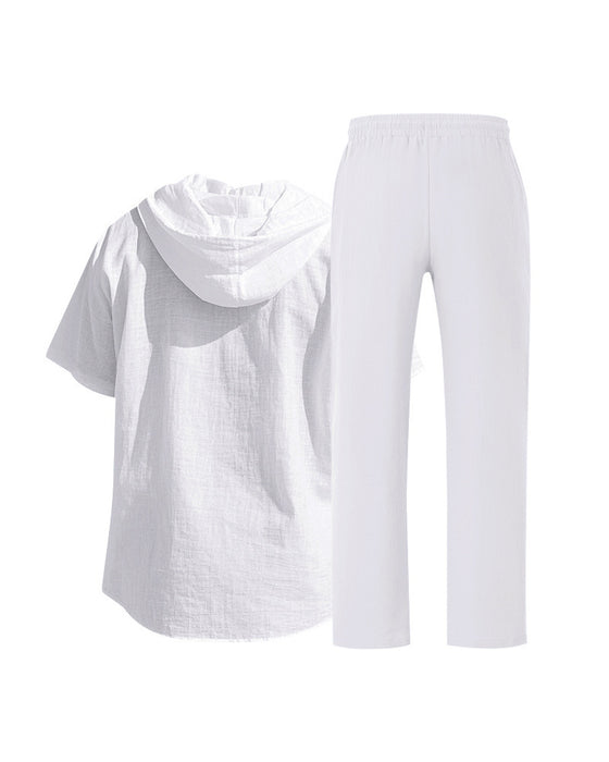 Herr Lättvikt Huvad Tvådelad Set För Sommar Casual Klädsel