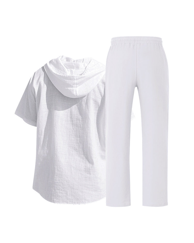 Herr Lättvikt Huvad Tvådelad Set För Sommar Casual Klädsel