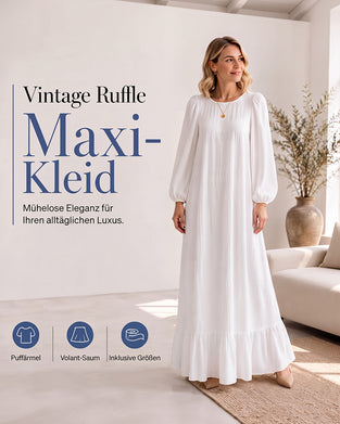 Klädning Rundhalsad Bubbel Ärm Ruffle