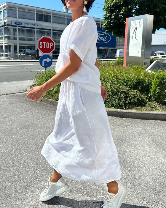 Set Enfärgad Bomull Och Linne Casual