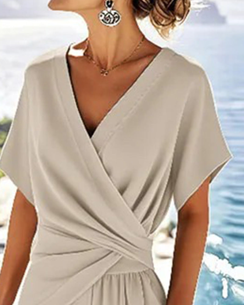 Tvådelad Set Enfärgad Korsmidjedesign