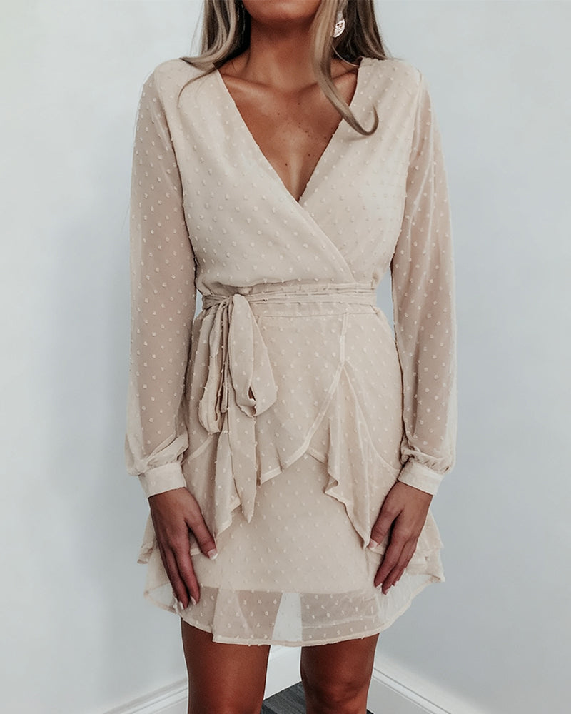 Klänning V-Ringning Tredimensionell Blomma Allmatch