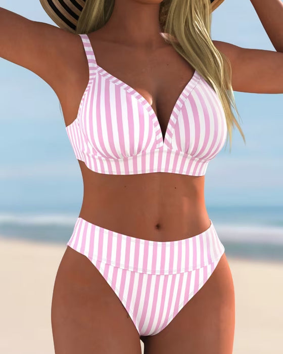 Bikinis Randig Tvådelad