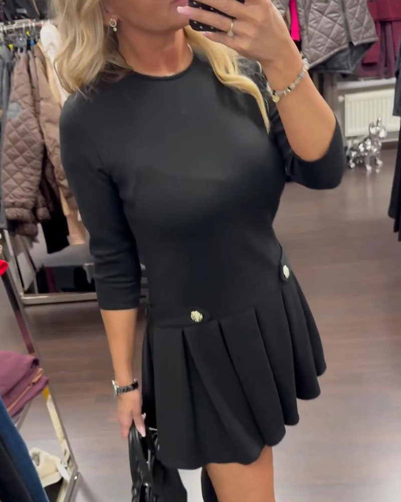 Klänning Elegant Slimmande Veckad