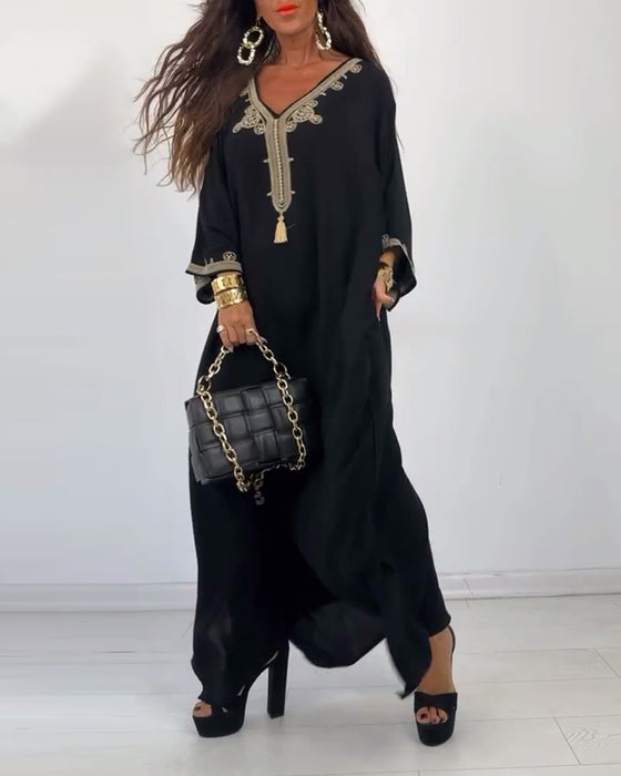 V-ringad lös enkel klänning