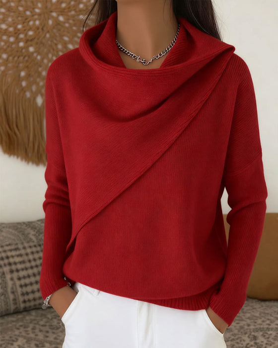 Pullover Stilig Mock Neck Lång Ärm Stickad