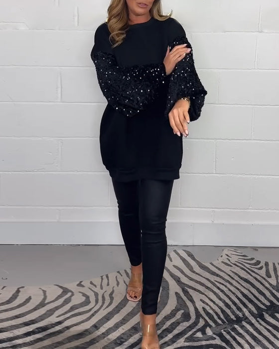 Rund halsad långärmad casual sweatshirt med tröja