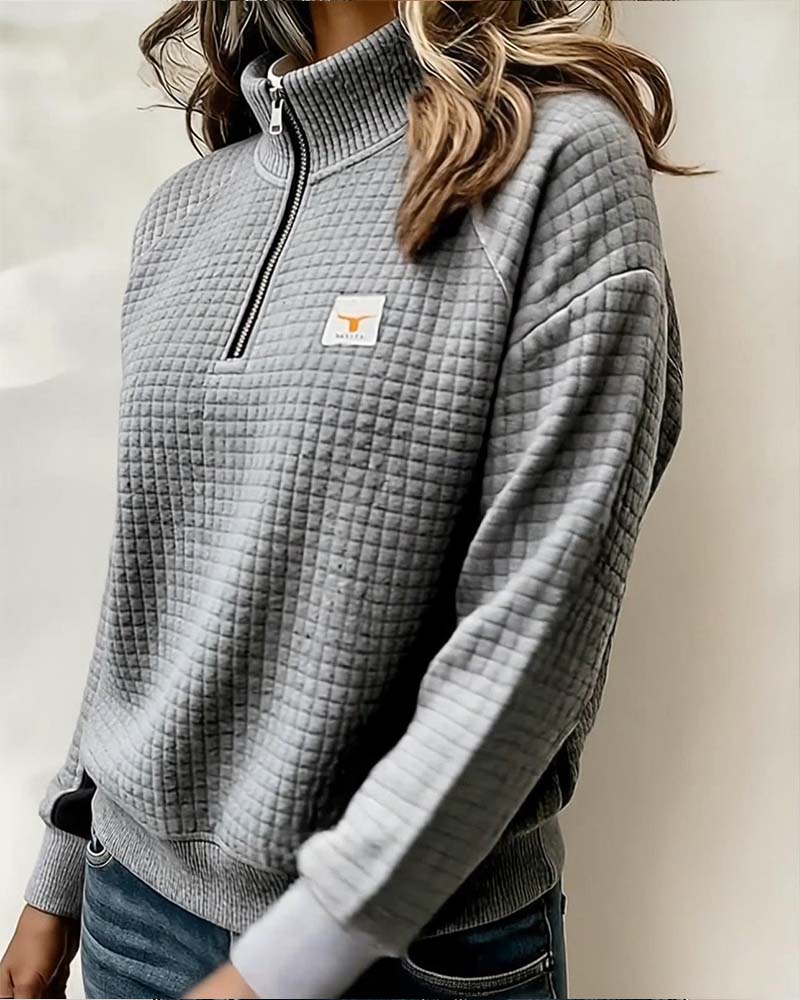 Tröja Ståkrage Våffelfason Färgblock