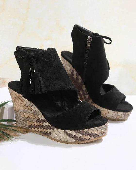 👡Sandaler Dam Öppen Tå Plattform Wedge Tofs