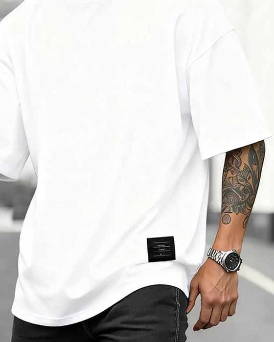 T-Shirts Rundhals Lös Vävd Etikett