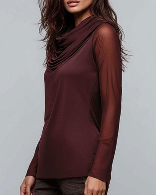 Blus Mock Hals Solid Casual