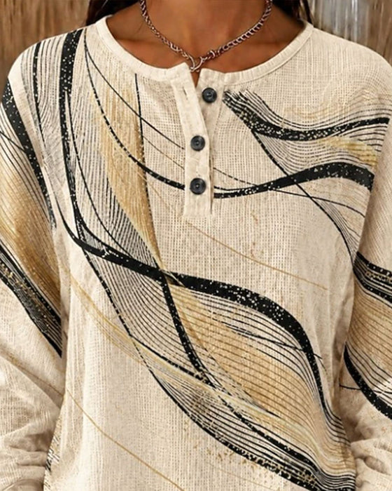 Sweatshirt Våg Linje Tryck