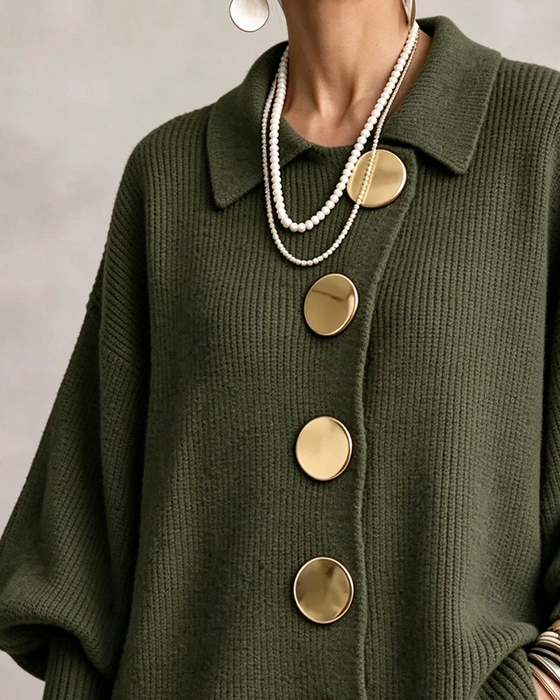Cardigan Stor Metallknapp Slag