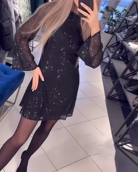 Klänning Temperament Pailletter Långärmad Slim