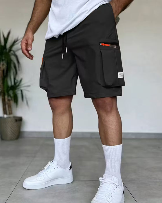 Herr Byxa Enfärgad Loose Fit Kort Cargo