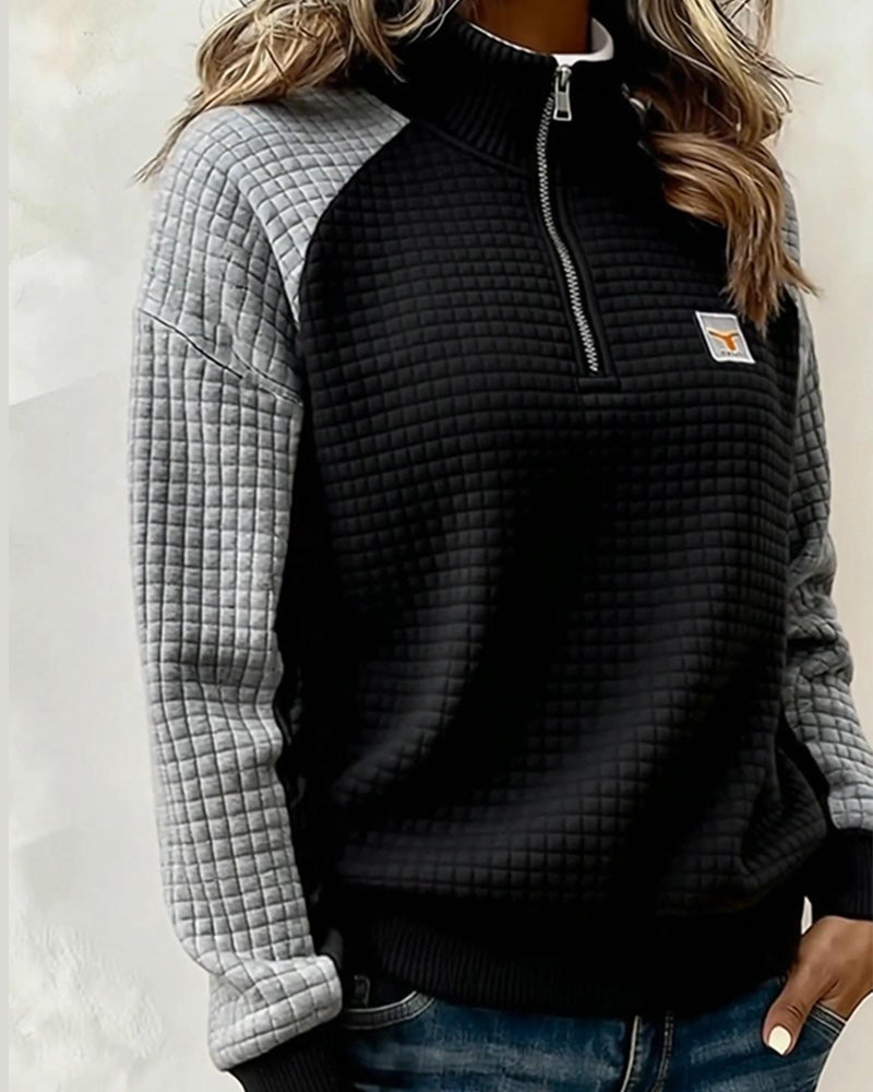 Tröja Ståkrage Våffelfason Färgblock