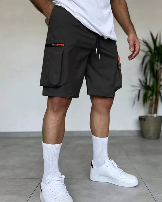 Herr Byxa Enfärgad Loose Fit Kort Cargo