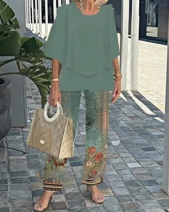 Set Fashion Tryckta Raka Byxor