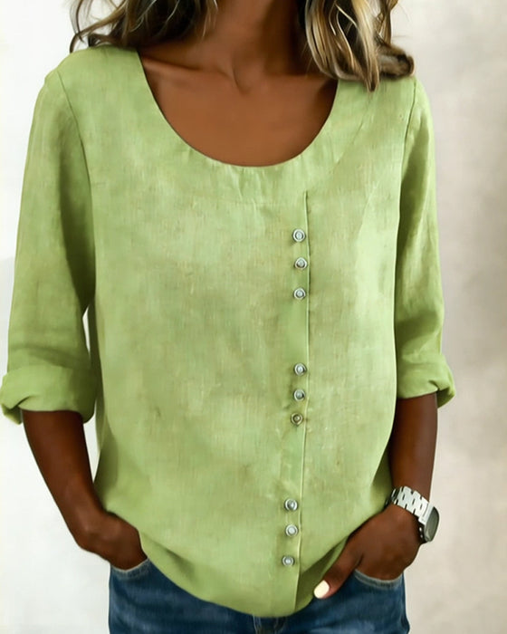 Topp Rund Halsringning Lång Ärm