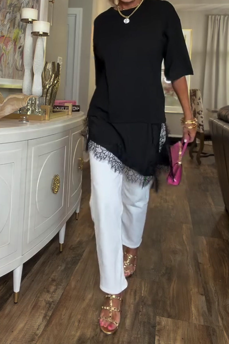 Blus Spetsskarv Oregelbunden Mellanlång