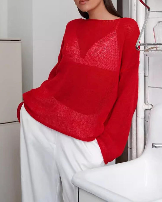 Pullover Sheer Lättvikt Omslag
