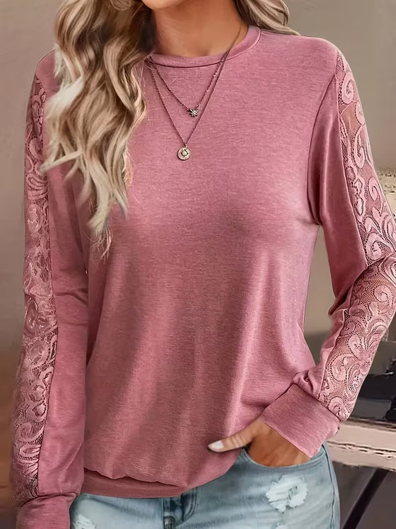 Topp Spets Sticksöm Modig Långärmad