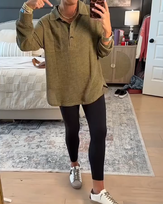 Luvtröja Polokrage Enfärgad