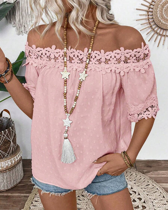 Blus Enaxlig Spets 3d-Blomma