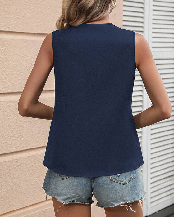 Linne Utan Ärmar Oregelbunden Kontrastfärg