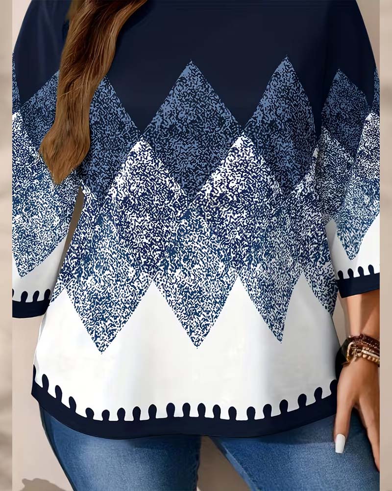 Top Löst Sitthande Rund Halsringning Sjuåttondels Ärm