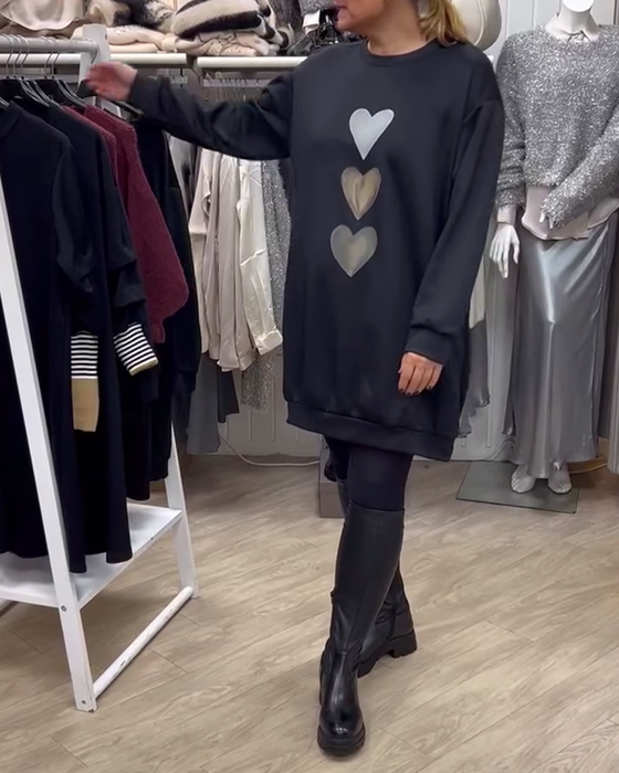 Klänning Shift Hjärt Mönster Casual