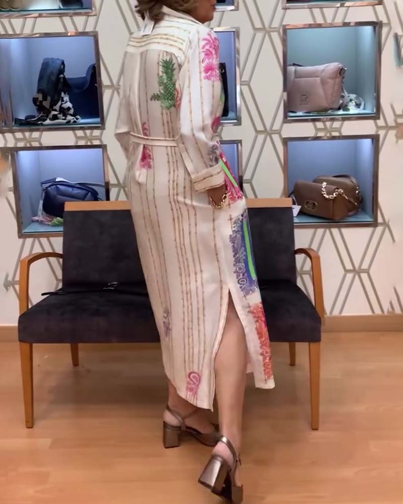 Klänning Patchwork Tryckt Lång Skjorta