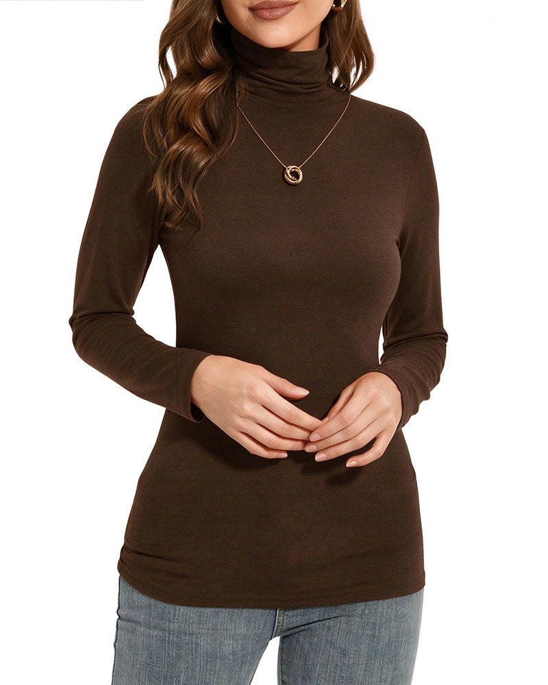 Topp Enfärgad Halv Turtleneck Bas