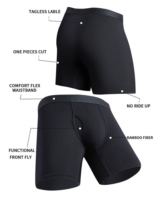 Herr Enfärgad Bambufiber Töjbar Boxershorts, Andningsbar Bekväm Underkläder För Dagligt Bruk, Casual Herr Underkläder För Alla Säsonger