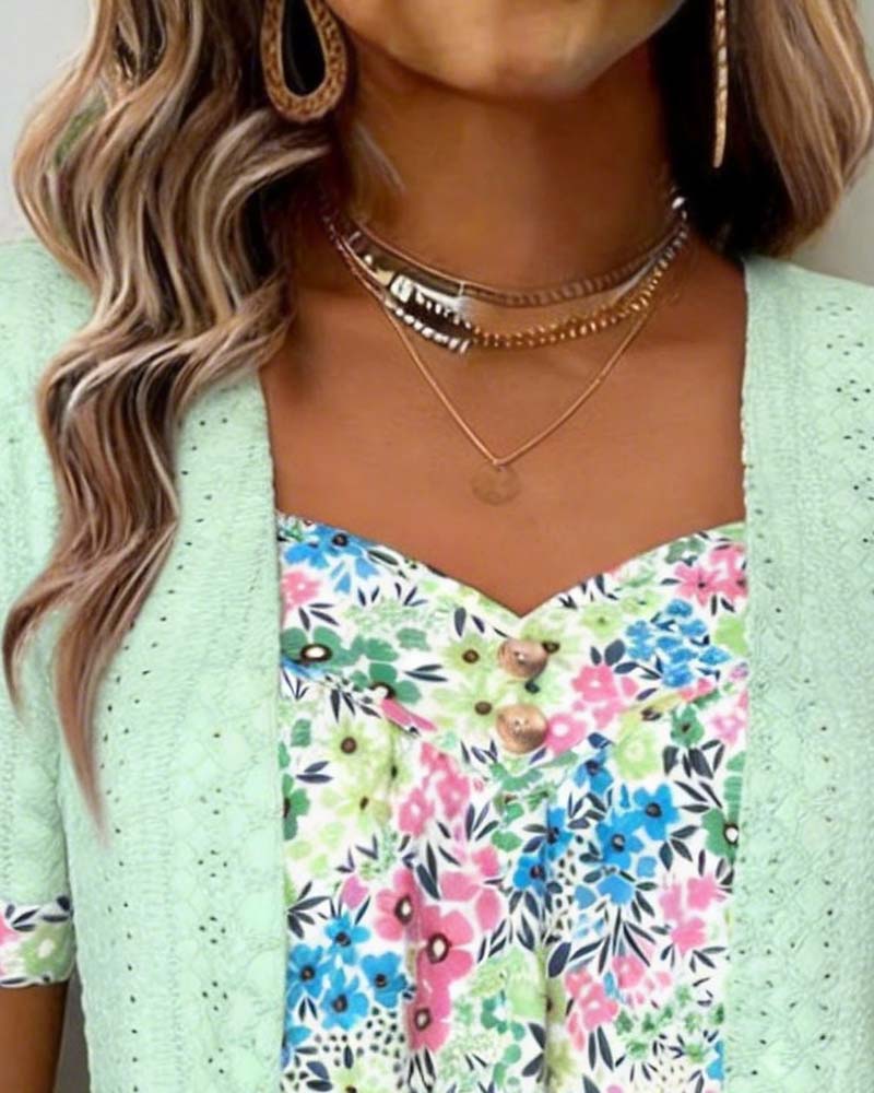 Blus Falsk Tvådelad Tryck Urholka