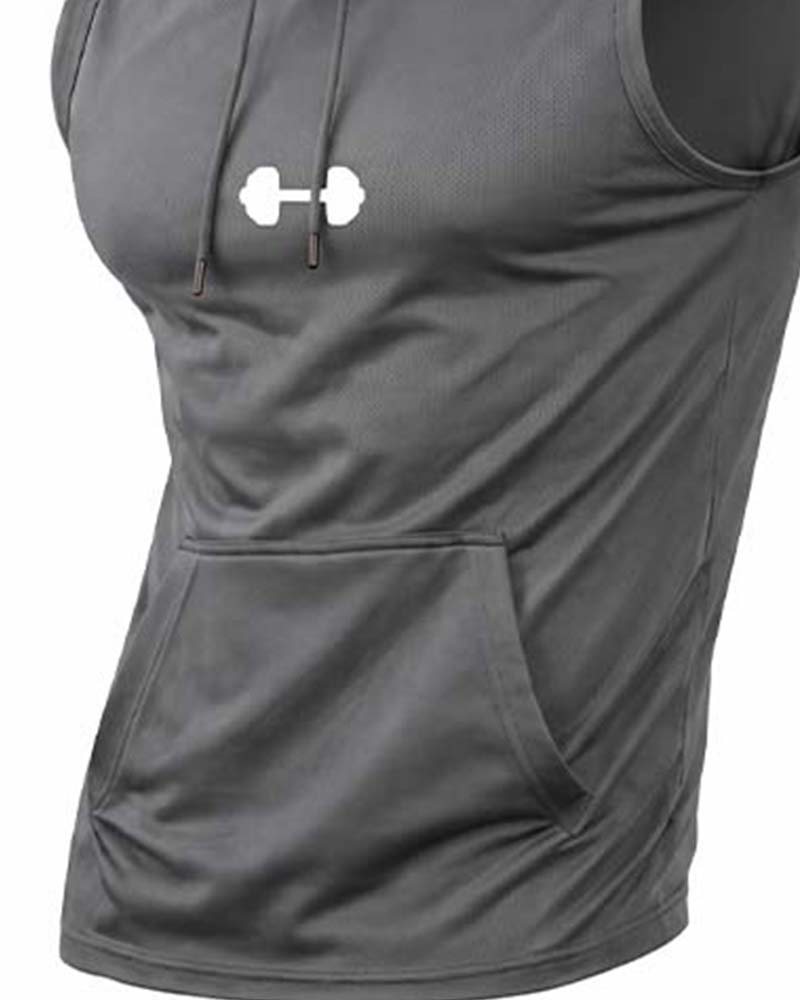 Tank Top Hoodie Tröja Ärmlös Dragsko