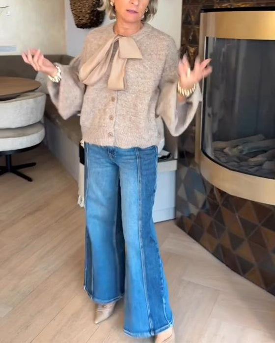 Cardigan Kappa Med Elegant Stil, Lantärnsleeve Design