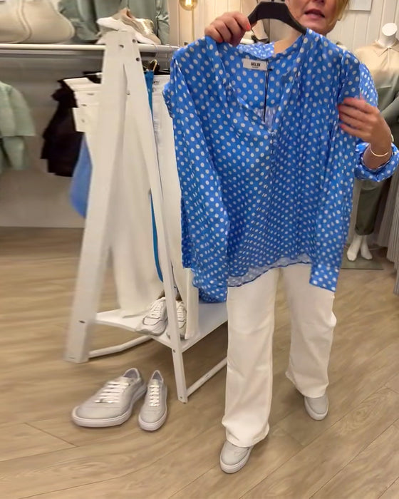 Blus Långärmad Ståkrage Tryckt