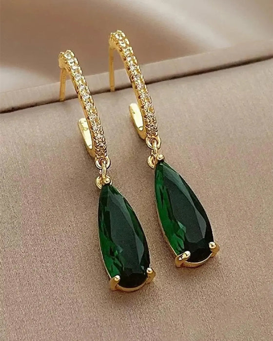 Örhängen Konstgjord Ädelsten & Rhinestone Dekor Hängande Hoops