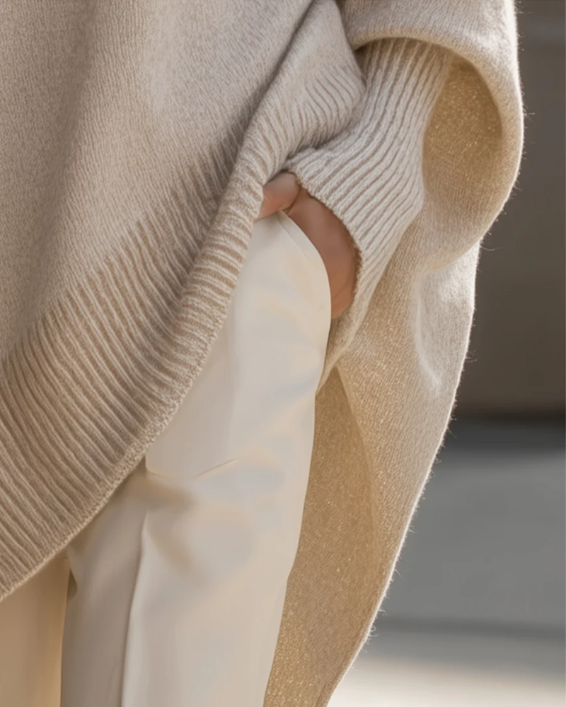 Tröja Rund Halsringning Lössittande Midjelång