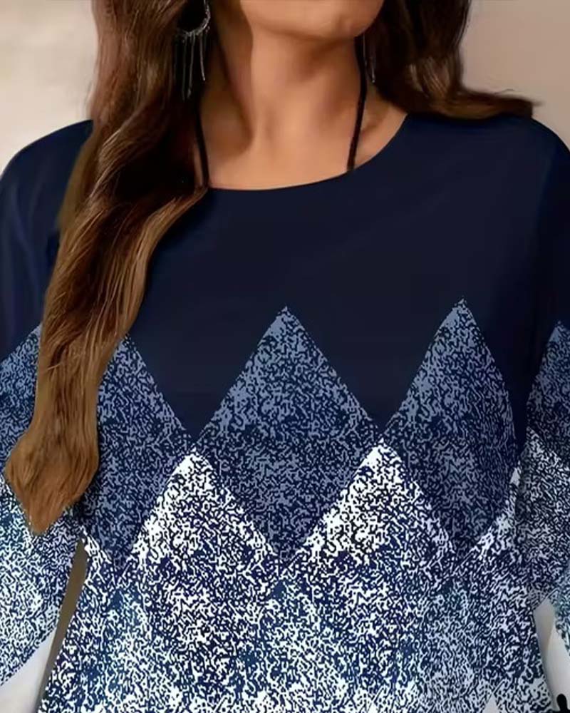 Top Löst Sitthande Rund Halsringning Sjuåttondels Ärm