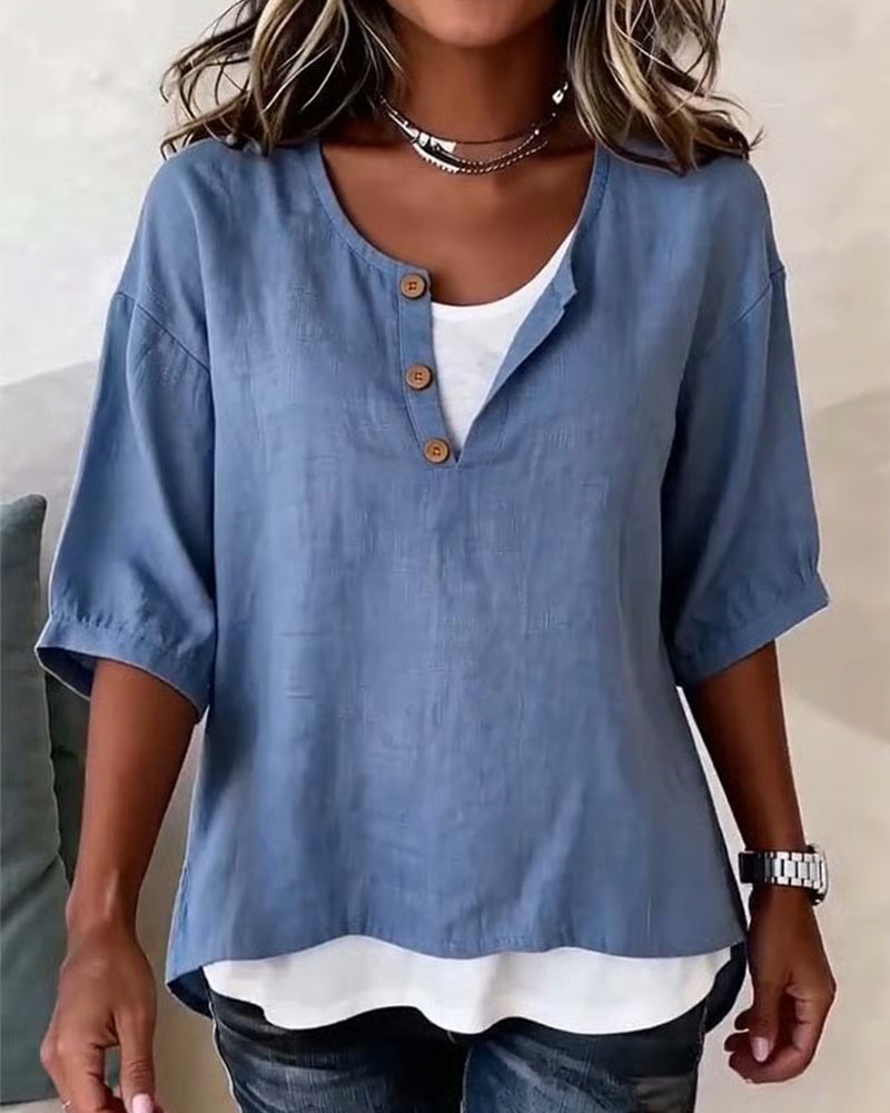 Blus Falsk Tvådelad 3/4-Ärm