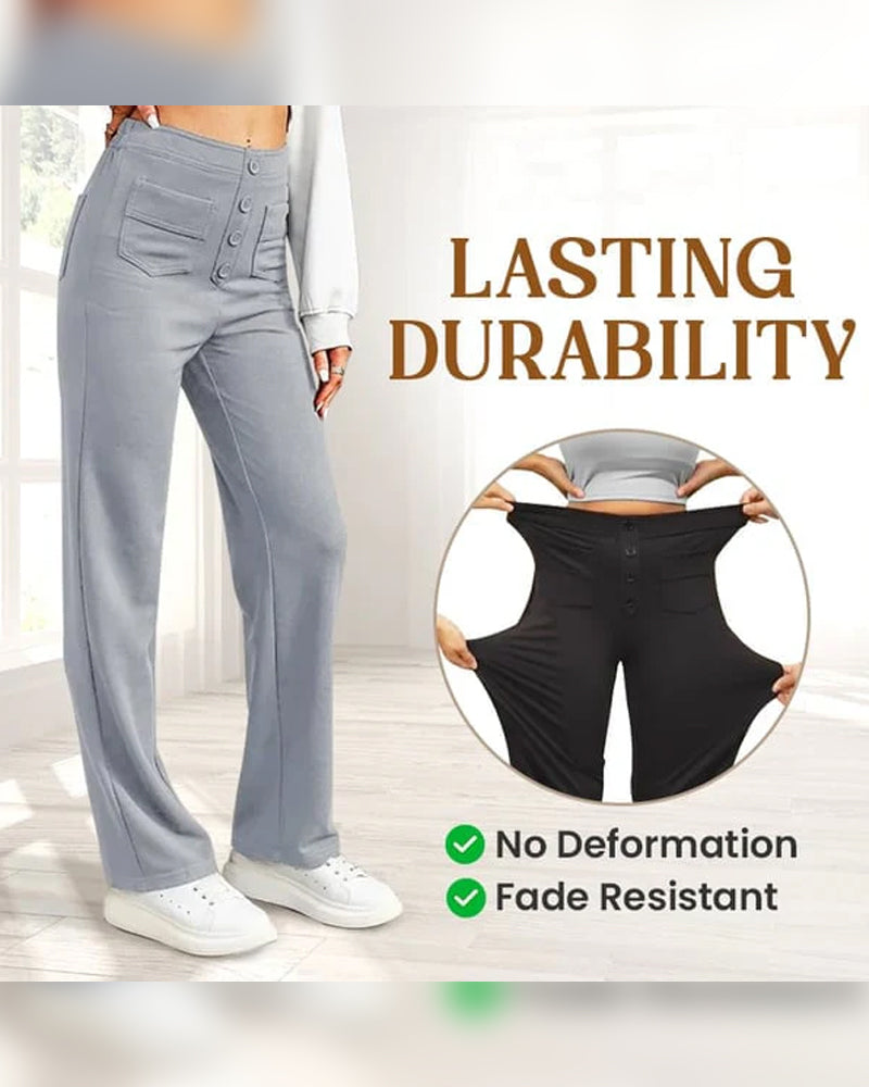 Byxor Högmidjade Knäppning Vida Ben