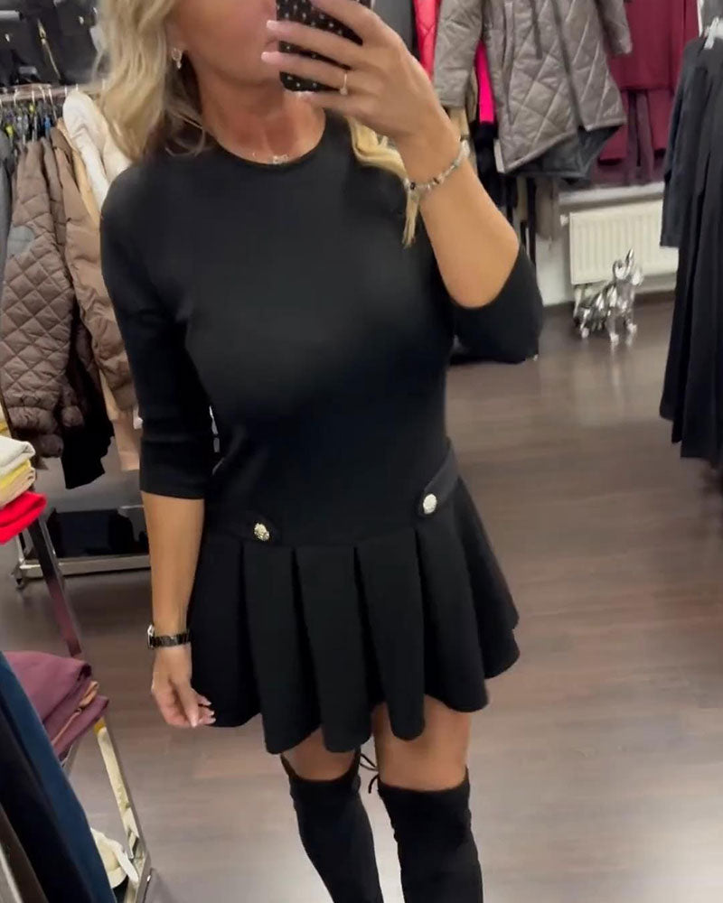 Klänning Elegant Slimmande Veckad