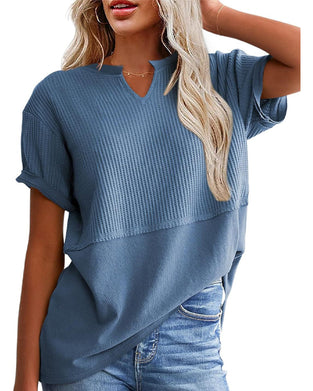 T-Tröja Snörd Midja Lapptäcke V-Ringning Pullover