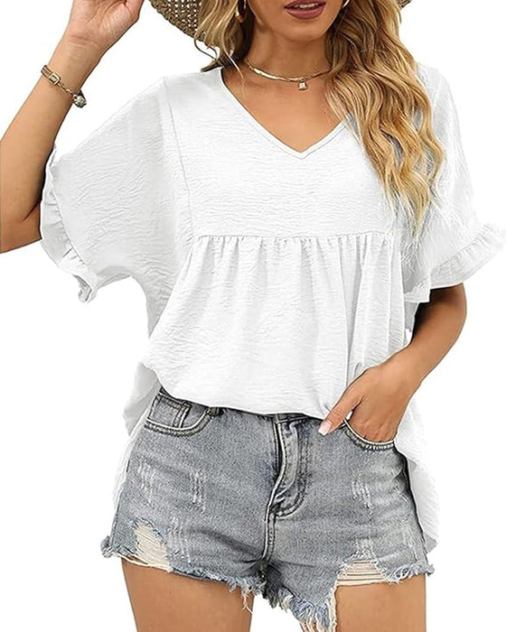 Blus Casual Rynkad Loose Fit