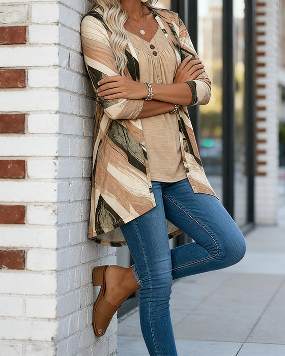 Tvådelad Topp Med Patchwork-Tryck