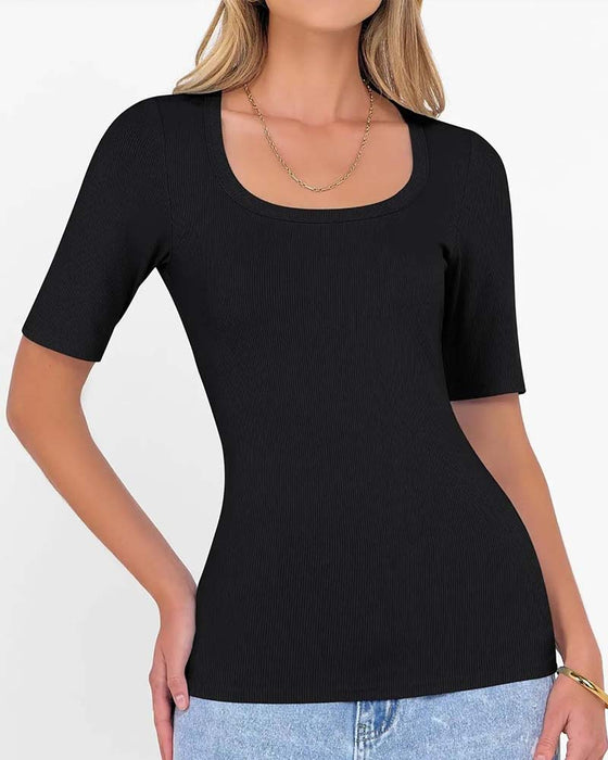 T-Shirt Slim Fit U-Hals Halvärm