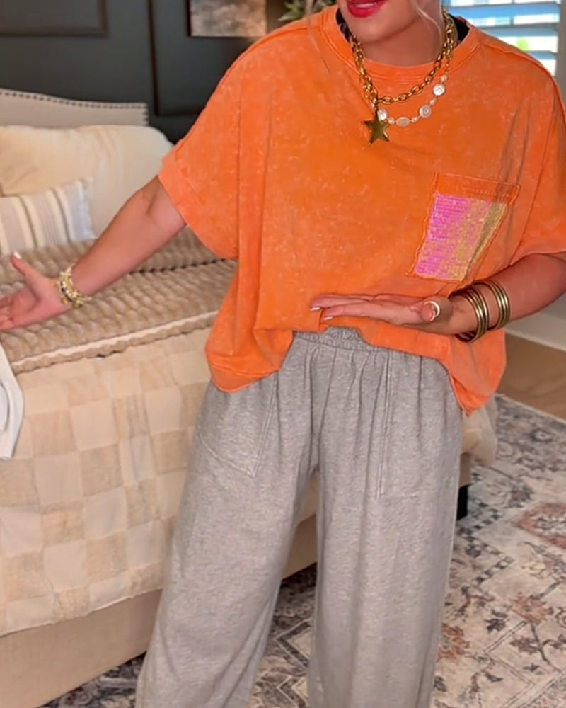 T-Shirt A Enfärgad Kort Ärm