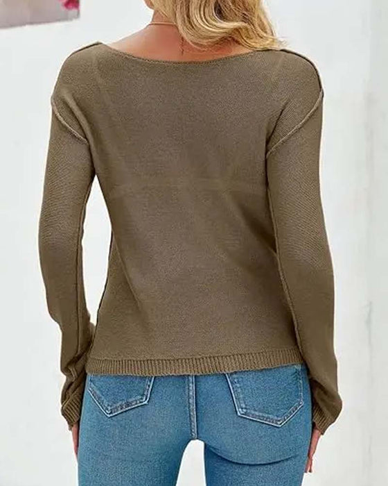 Enfärgad Pullover Långärmad